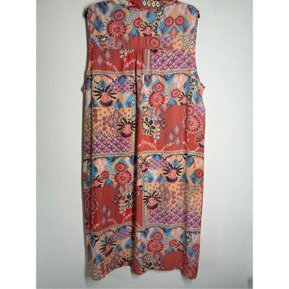 Zac & Rachel Women’s Bohemian Button Down Long Line Peach Dress Size 3X - Picture 5 of 14